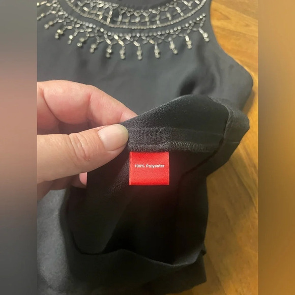 Red Saks Fifth Avenue black Romper with cutouts embellished neck Sz 6 - Picture 10 of 10